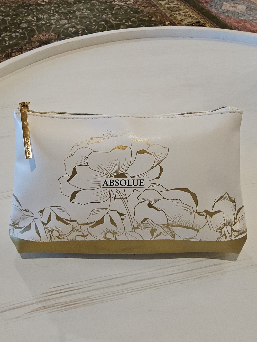 Lancome White and Gold Floral Absolue Cosmetic Pouch